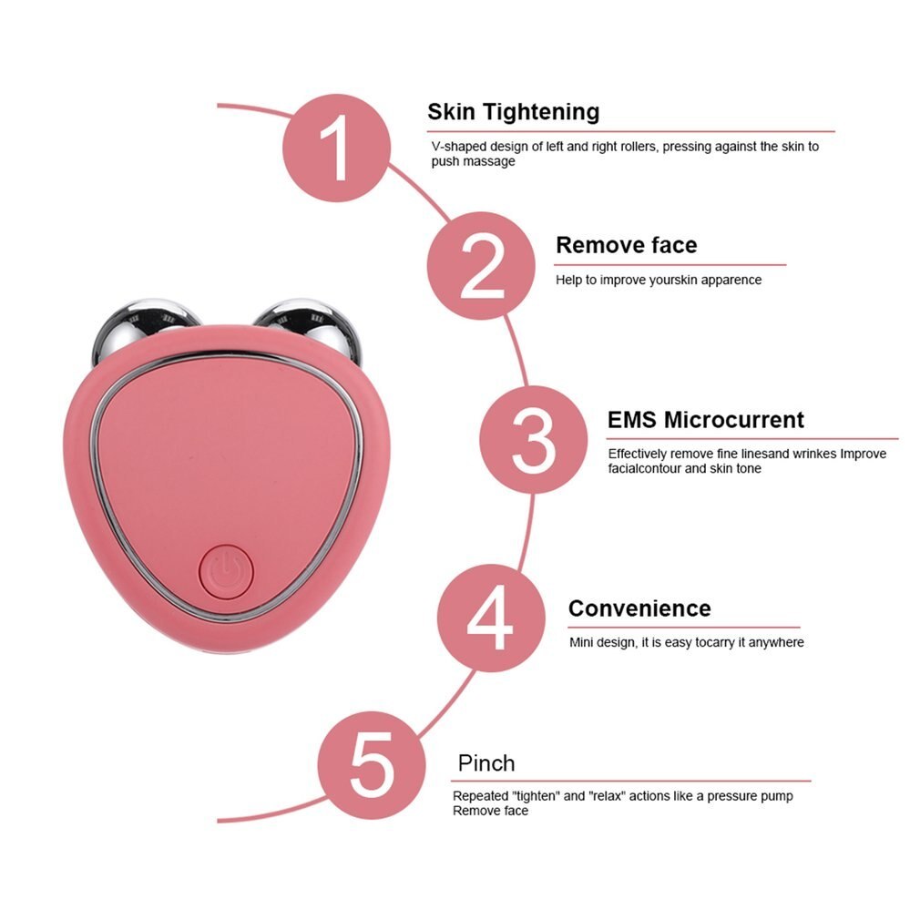 Portable Facial Micro-current Beauty Instrument For Lifting Thinning And Reducing Edema With Double Roller Massager Portable Facial Micro-current Beauty Instrument For Lifting Thinning And Reducing Edema With Double Roller Massager